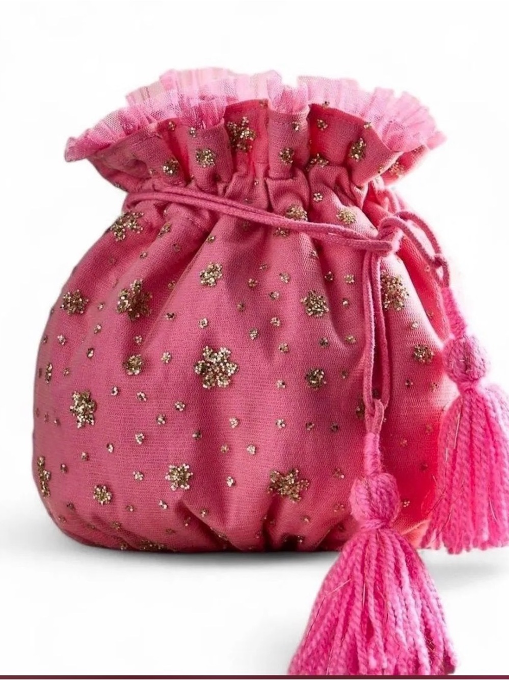 Free People Seasons Sparkle Mini Gift Sack in Pink NWT - Picture 5 of 5